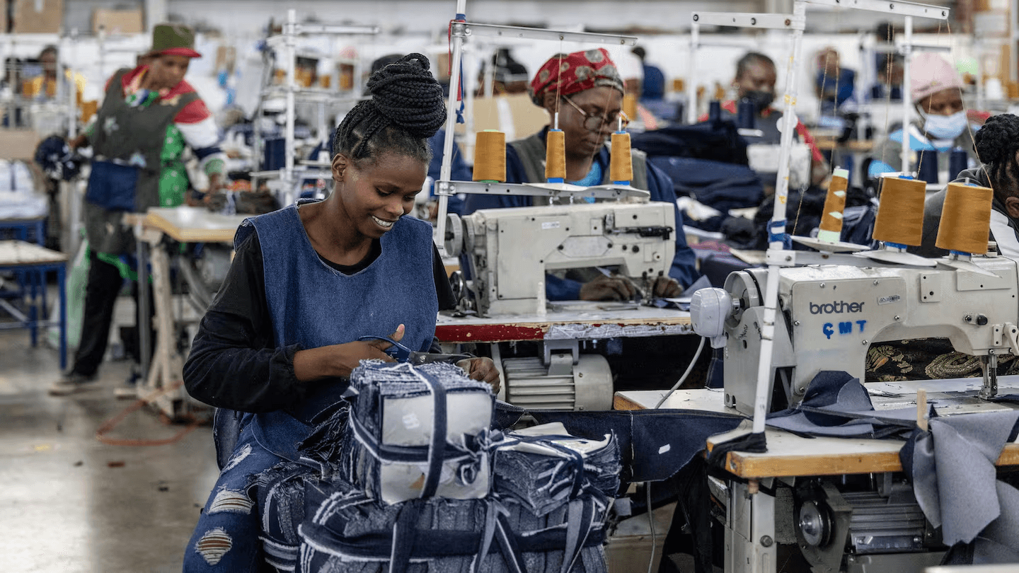 Workers at a garment factory in Tanzania